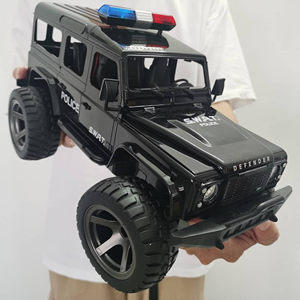  ماشین کنترلی شارژی جیپ پلیس مشکی Remote Control LAND ROVER DEFENDER POLICE JEEP 2.4G -اسباب بازی